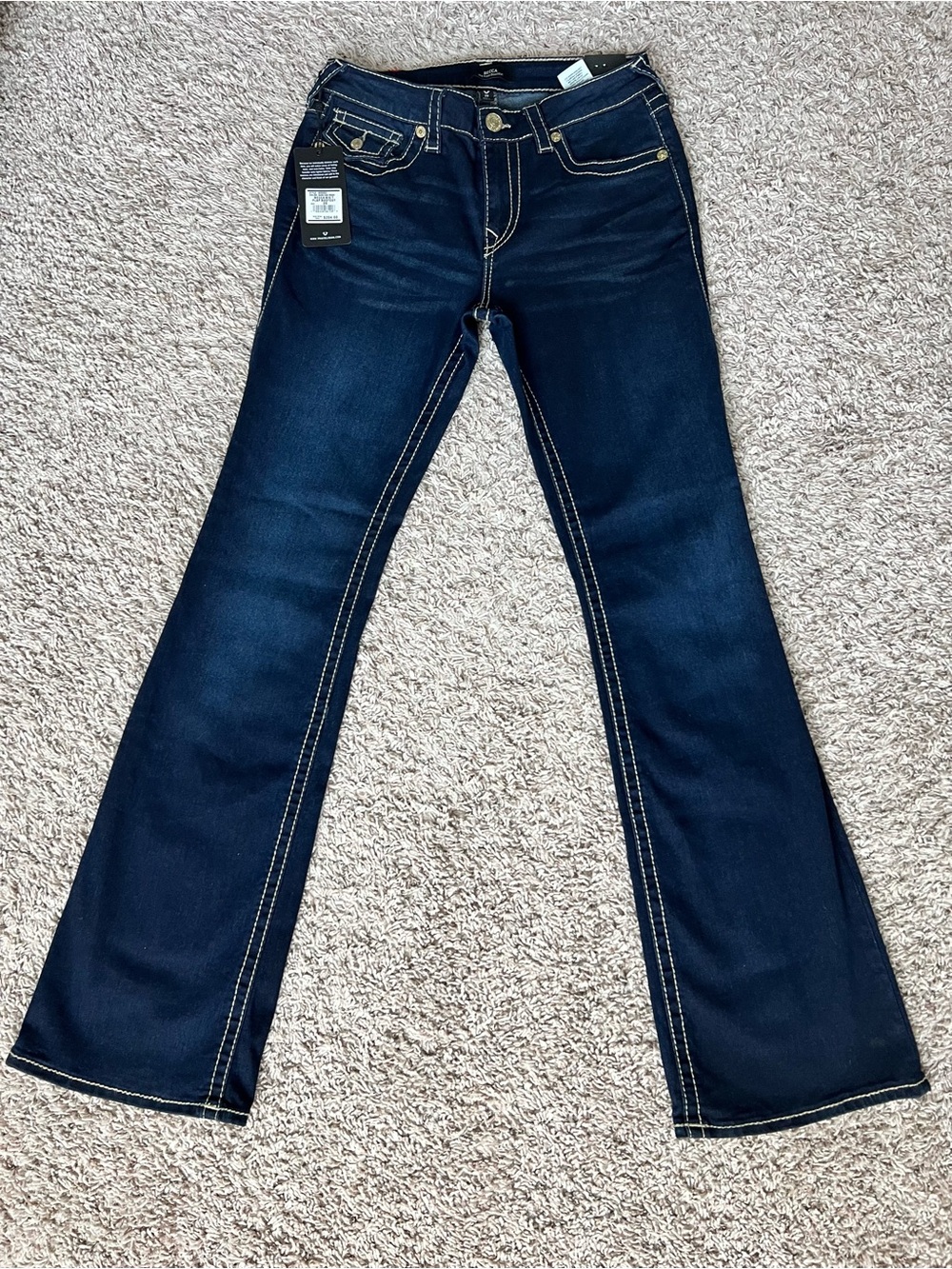 NWT True Religion Becca Big T Flap Bootcut Jeans Dark Oak 29